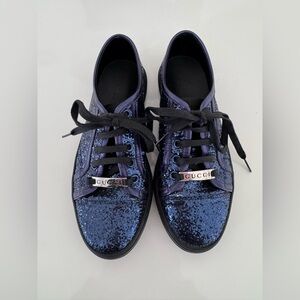 💯 Authentic Gucci Navy Blue Glitter Low-Top Sneakers